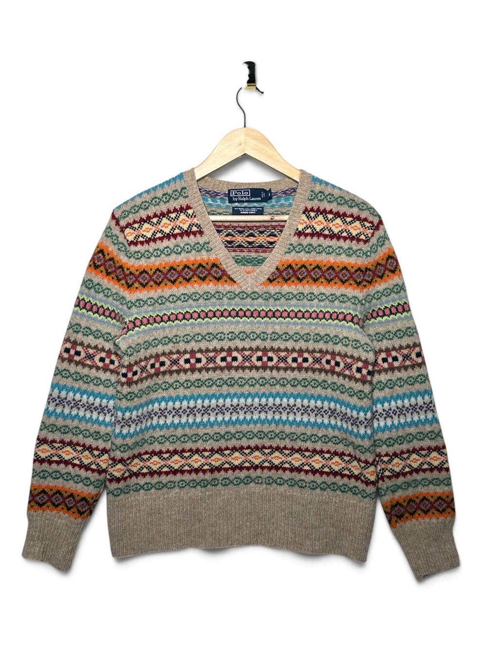 VINTAGE POLO by RALPH LAUREN Hand Knit Wool Fair Isle Sweater